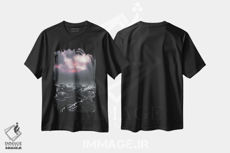 تیشرت مشکی طرح دار نور زمستانی، مدیوم اثر جو شاتر | فروشگاه ایماژ