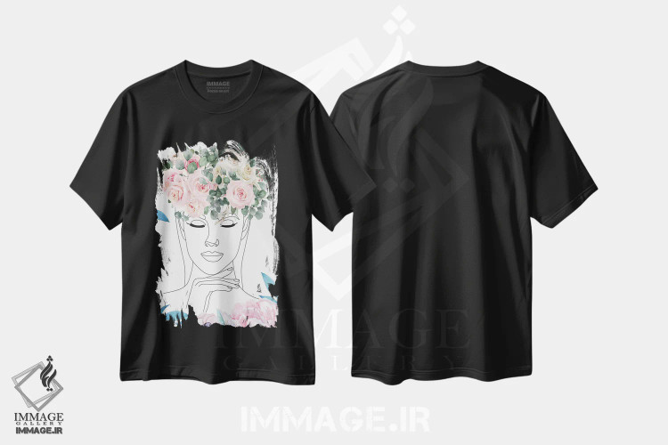 تیشرت مشکی طرح دار زیبایی گل ها، دکور بوهمی اثر جسی کیث | فروشگاه ایماژ