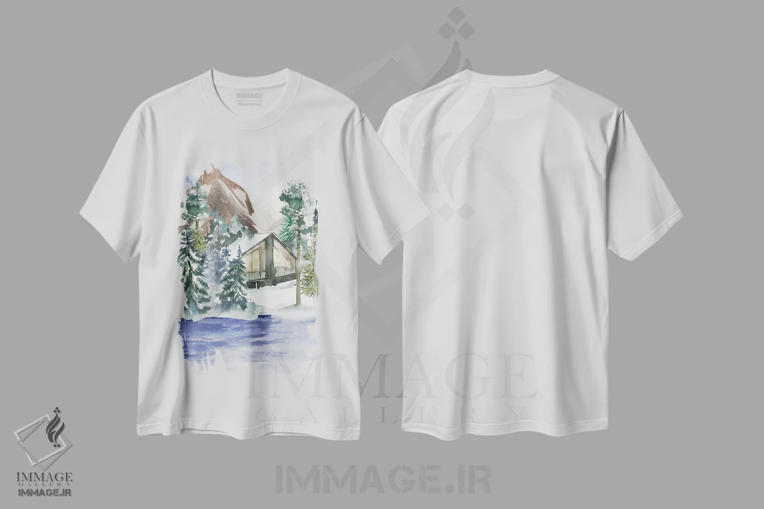 تیشرت سفید طرح دار کلبه پنهان ۱، دکور تعطیلات اثر جسی کیث | فروشگاه ایماژ