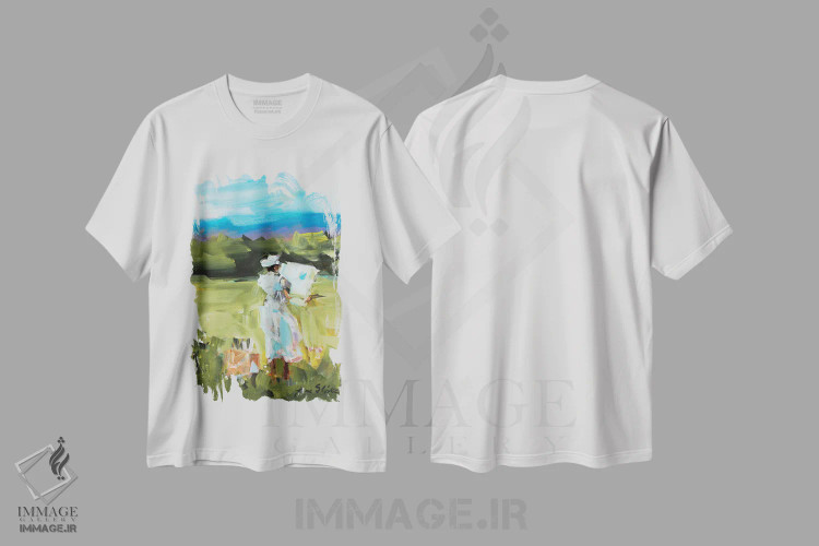 تیشرت سفید طرح دار نقاشی زنانه، تزئینی اثر جین اسلیوکا | immage.ir