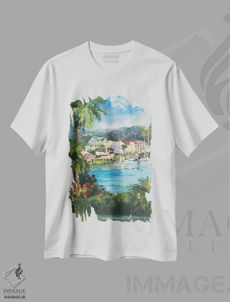 تیشرت سفید طرح دار فرار، دکور معاصر اثر جین اسلیوکا | فروشگاه ایماژ