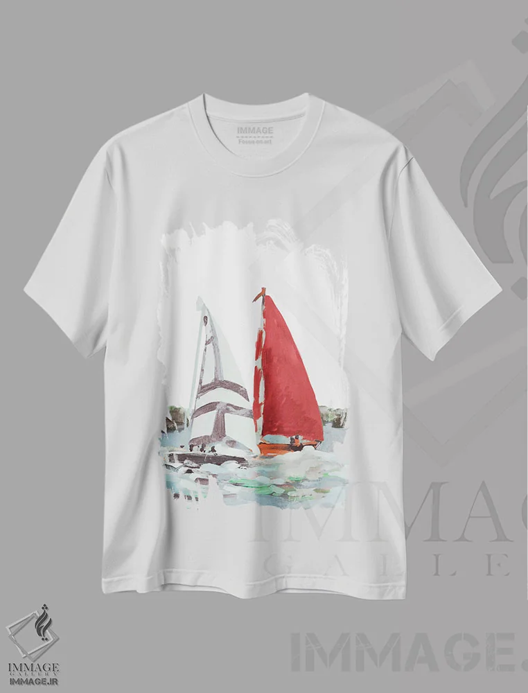 تیشرت سفید طرح دار رقابت قایقرانی خطی I، دکور معاصر اثر جین اسلیوکا | immage.ir