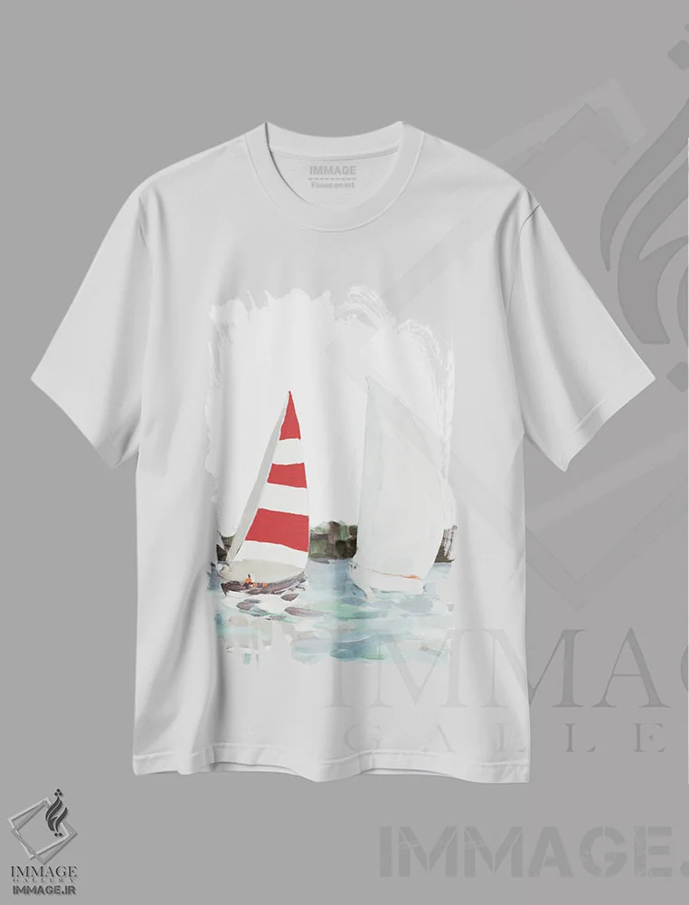 تیشرت سفید طرح دار رقابت قایقرانی خطی II، دکور معاصر اثر جین اسلیوکا | فروشگاه ایماژ