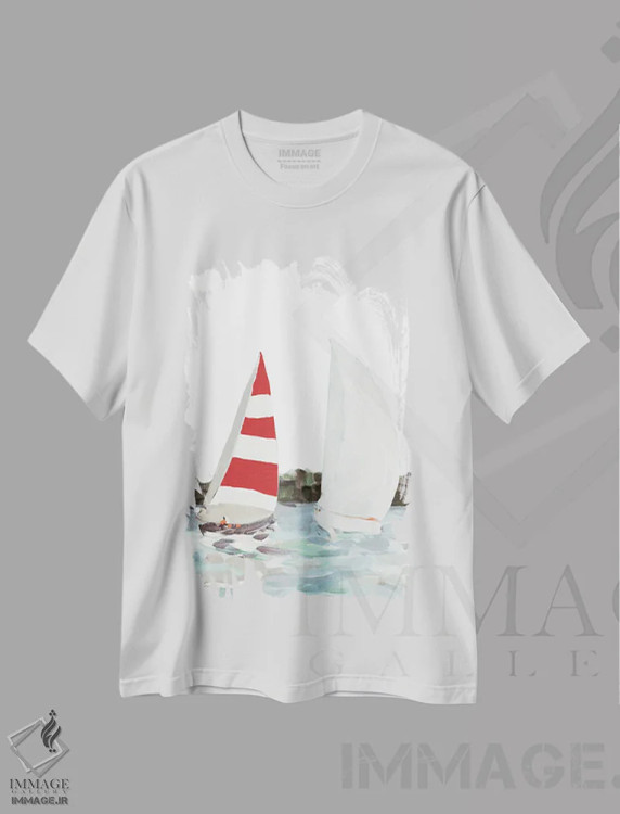 تیشرت سفید طرح دار رقابت قایقرانی خطی II، دکور معاصر اثر جین اسلیوکا | فروشگاه ایماژ