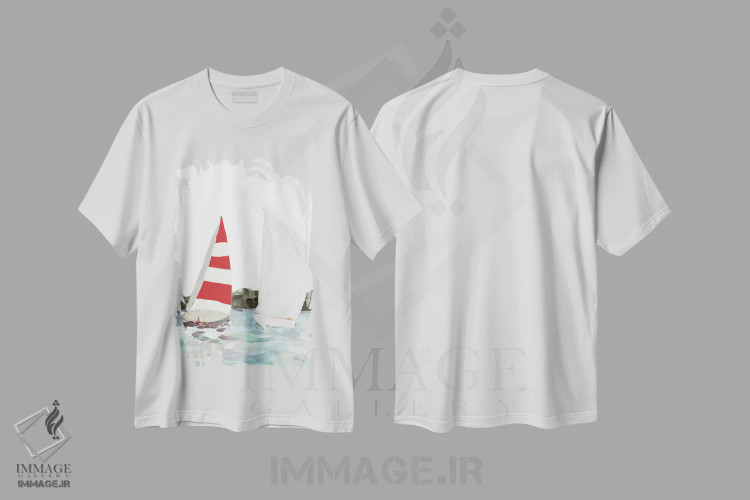 تیشرت سفید طرح دار رقابت قایقرانی خطی II، دکور معاصر اثر جین اسلیوکا | فروشگاه ایماژ