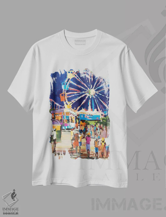 تیشرت سفید طرح دار کارناوال، تزئینی اثر جین اسلیوکا | فروشگاه ایماژ