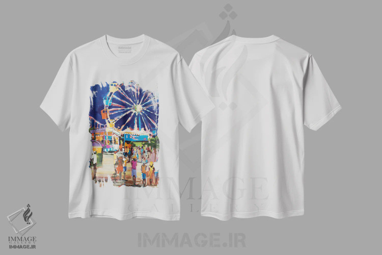 تیشرت سفید طرح دار کارناوال، تزئینی اثر جین اسلیوکا | فروشگاه ایماژ