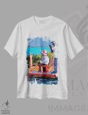 تیشرت سفید طرح دار ماهیگیری III، تزئینی اثر جین اسلیوکا | فروشگاه ایماژ
