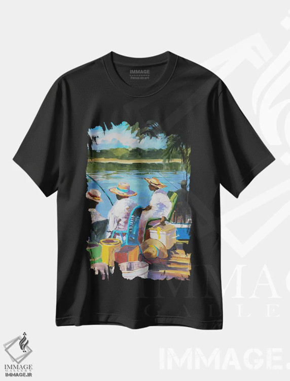 تیشرت مشکی طرح دار ماهیگیری II، تزئینی اثر جین اسلیوکا | فروشگاه ایماژ