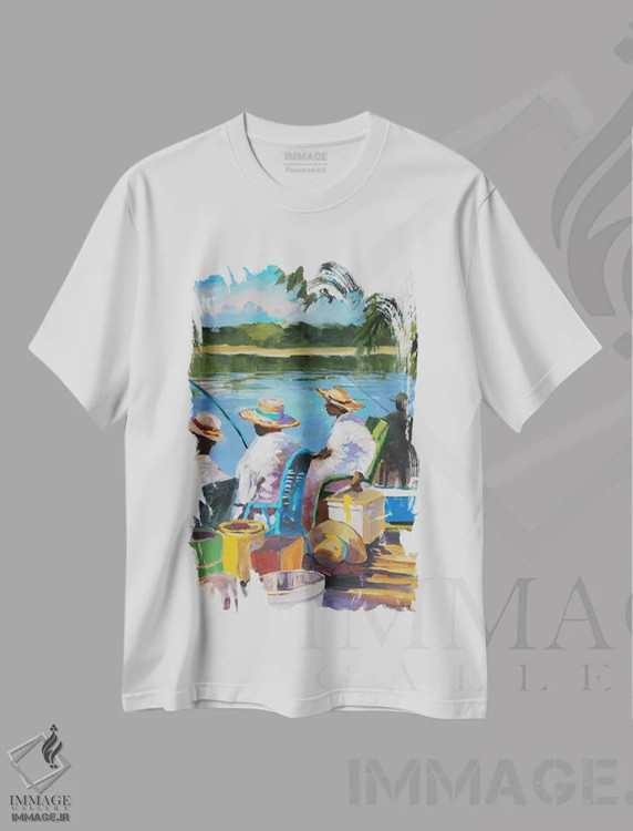 تیشرت سفید طرح دار ماهیگیری II، تزئینی اثر جین اسلیوکا | immage.ir