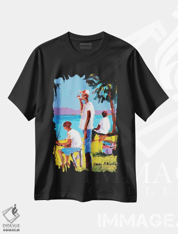 تیشرت مشکی طرح دار ماهیگیری IV، تزئینی اثر جین اسلیوکا | فروشگاه ایماژ