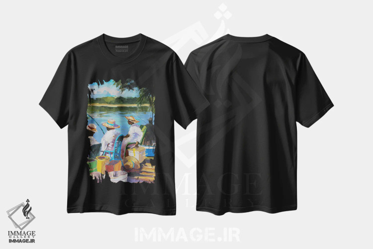 تیشرت مشکی طرح دار ماهیگیری II، تزئینی اثر جین اسلیوکا | فروشگاه ایماژ