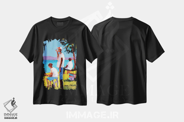 تیشرت مشکی طرح دار ماهیگیری IV، تزئینی اثر جین اسلیوکا | فروشگاه ایماژ