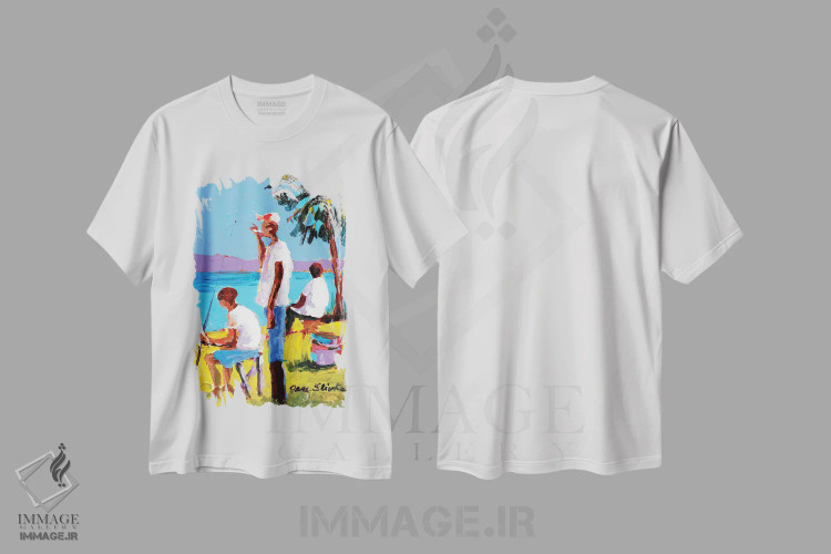 تیشرت سفید طرح دار ماهیگیری IV، تزئینی اثر جین اسلیوکا | immage.ir