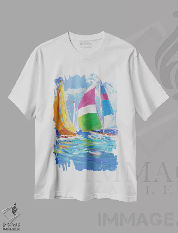 تیشرت سفید طرح دار بادبان برافراشته II، تزئینی اثر جین اسلیوکا | immage.ir
