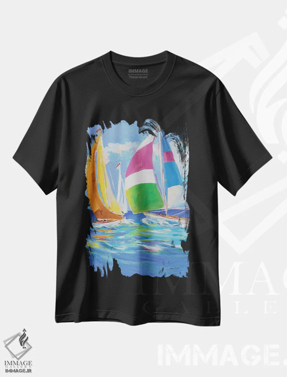 تیشرت مشکی طرح دار بادبان برافراشته II، تزئینی اثر جین اسلیوکا | فروشگاه ایماژ