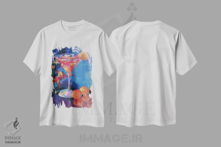 تیشرت سفید طرح دار کوکتل لس آنجلس کوسمو، تزئینی اثر جین اسلیوکا | immage.ir