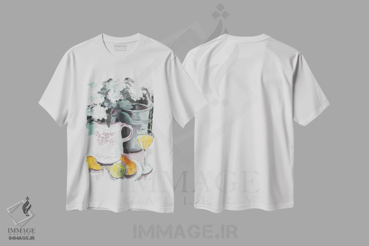 تیشرت سفید طرح دار گلدان گل، تزئینی اثر جین اسلیوکا | immage.ir