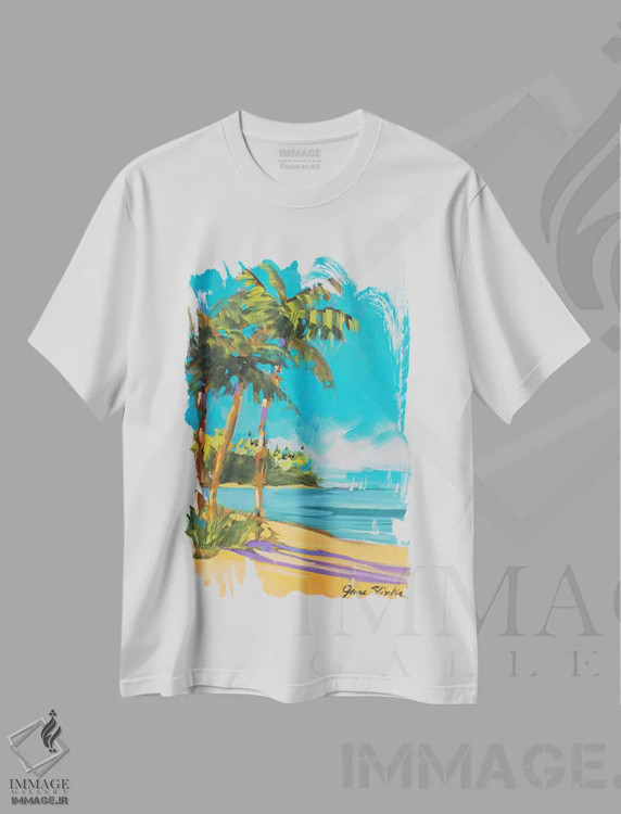 تیشرت سفید طرح دار تنهایی II، تزئینی اثر جین اسلیوکا | فروشگاه ایماژ