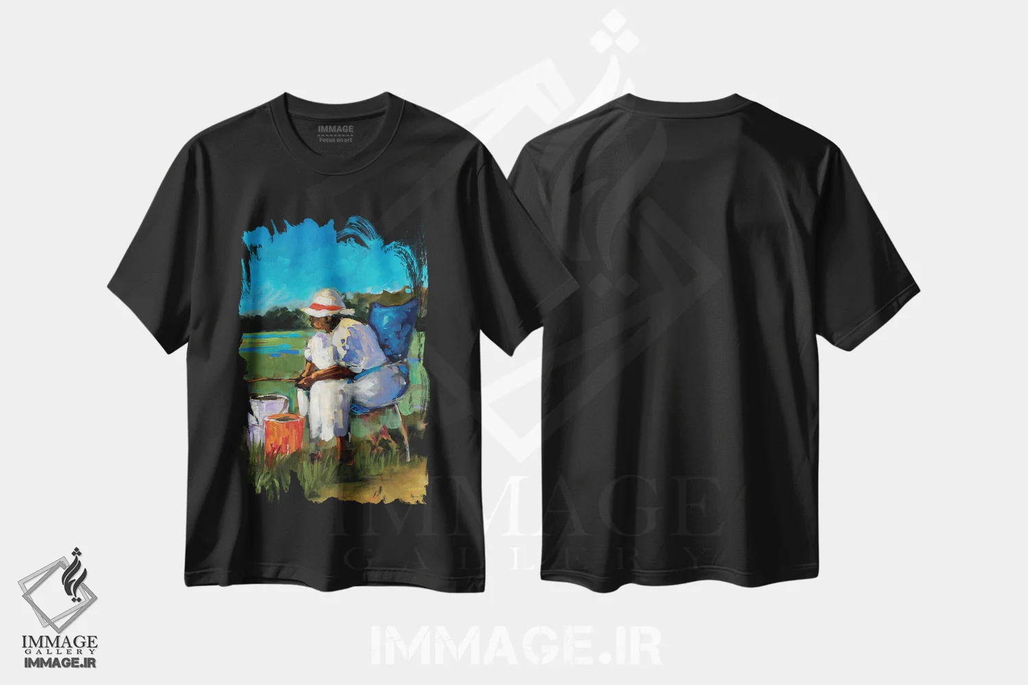 تیشرت مشکی طرح دار دوباره ماهیگیری، تزئینی اثر جین اسلیوکا | immage.ir