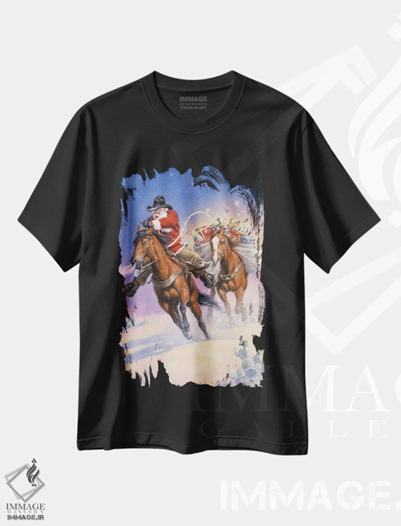 تیشرت مشکی طرح دار سفر بزرگ بابانوئل، تزئینی اثر جک سورنسن | immage.ir