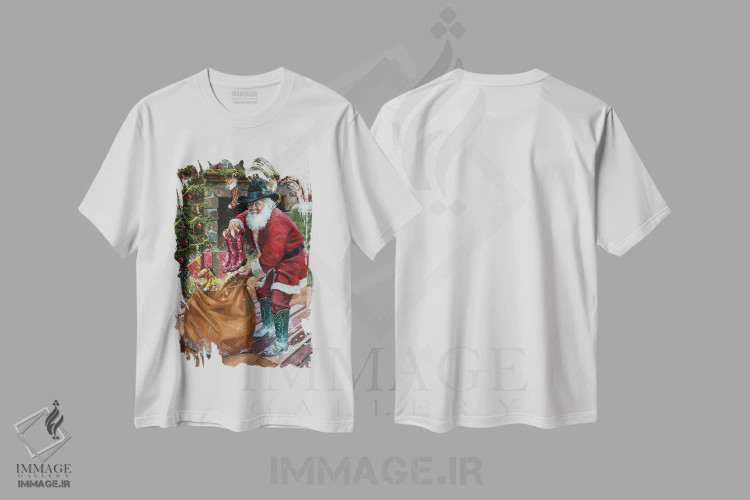 تیشرت سفید طرح دار چکمه های نو برای کریسمس، دکور تعطیلات اثر جک سورنسن | immage.ir