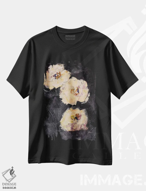 تیشرت مشکی طرح دار تزئین ۱، هنر فاخر معاصر اثر جولیان اسپنسر | فروشگاه ایماژ