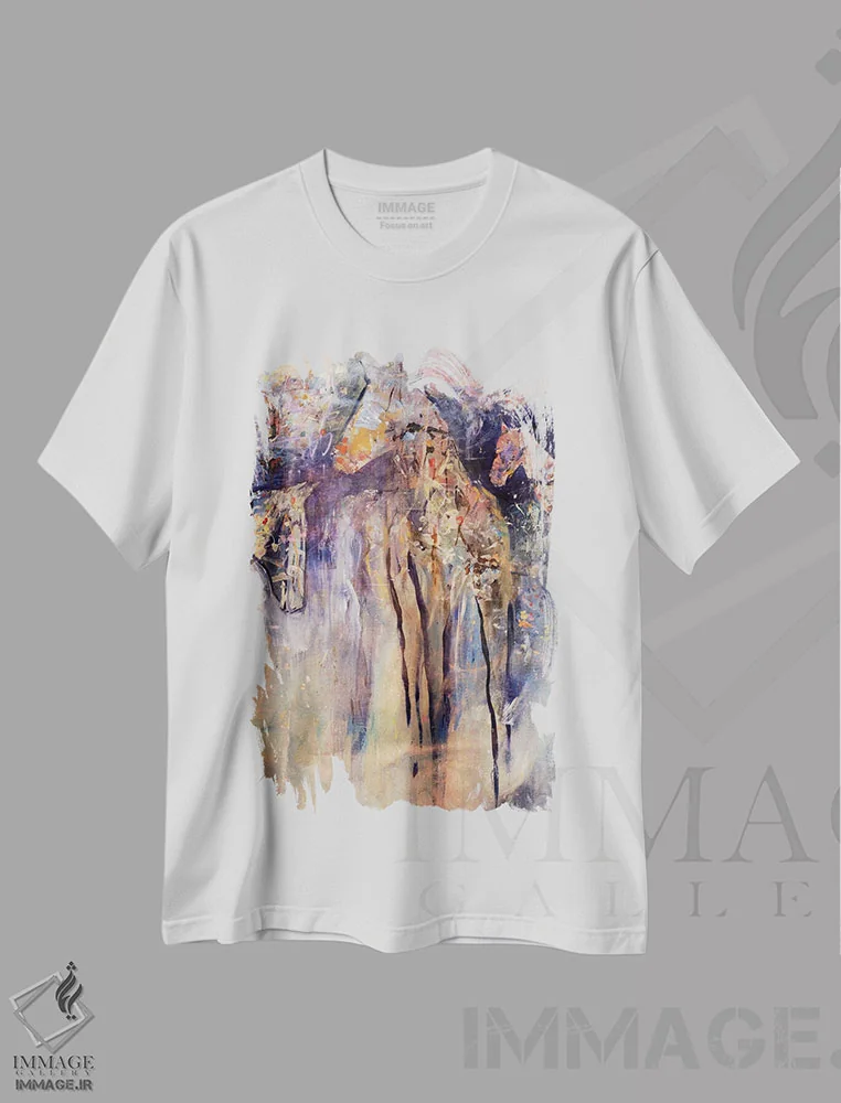 تیشرت سفید طرح دار انبار جشن، هنر فاخر معاصر اثر جولیان اسپنسر | فروشگاه ایماژ