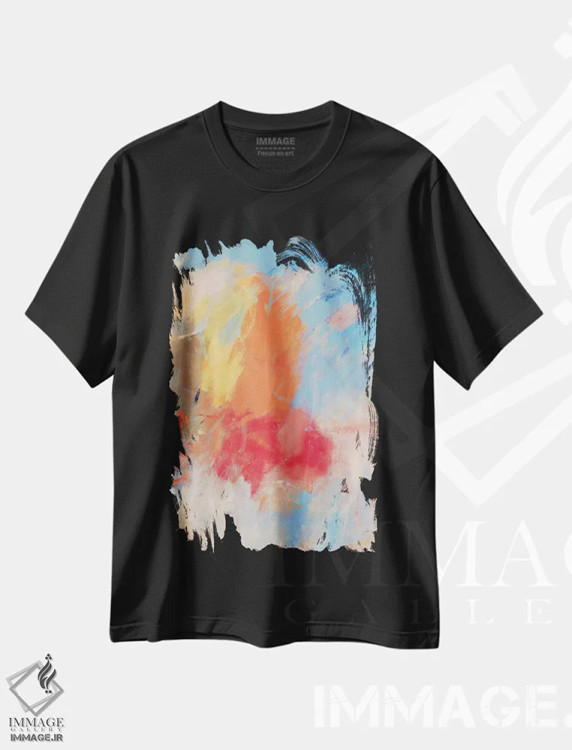 تیشرت مشکی طرح دار درون ابرها، آبستره اثر جولیان اسپنسر | فروشگاه ایماژ