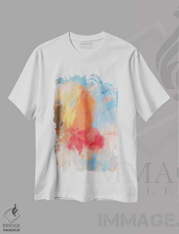 تیشرت سفید طرح دار درون ابرها، آبستره اثر جولیان اسپنسر | immage.ir