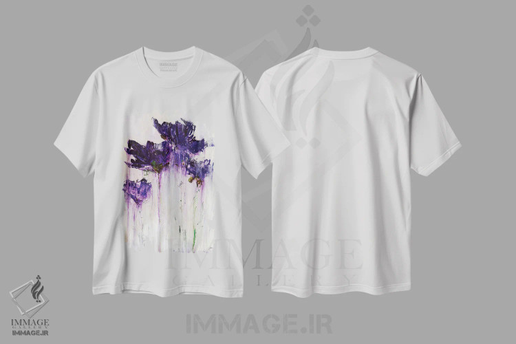 تیشرت سفید طرح دار فواره گل ها، آبستره اثر جولیان اسپنسر | فروشگاه ایماژ