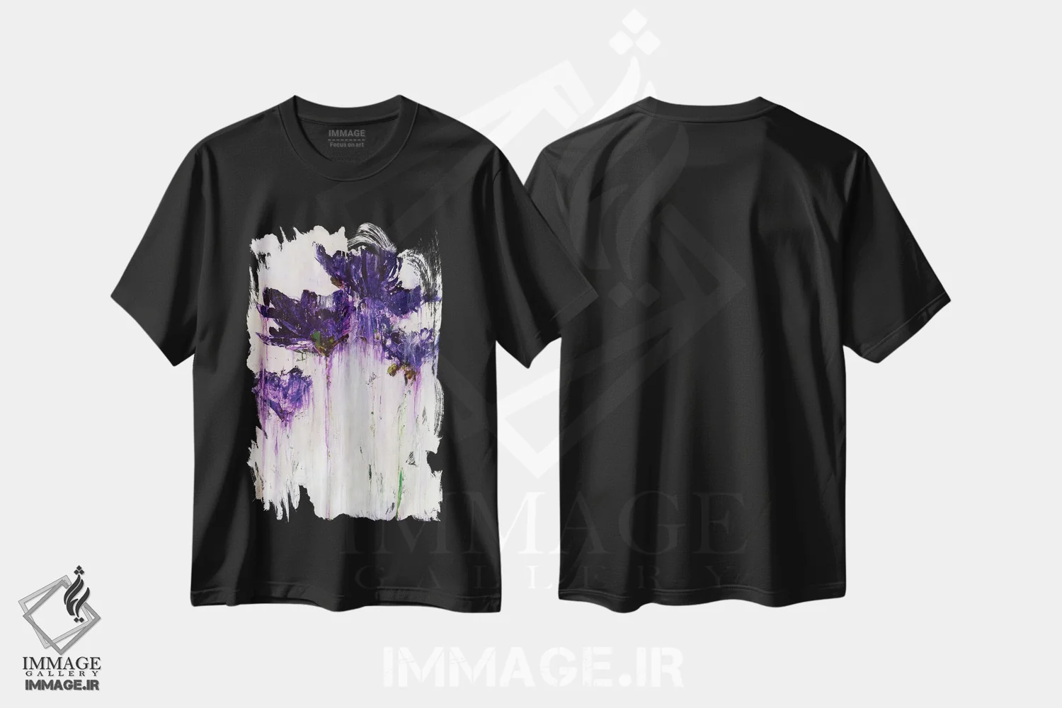 تیشرت مشکی طرح دار فواره گل ها، آبستره اثر جولیان اسپنسر | immage.ir