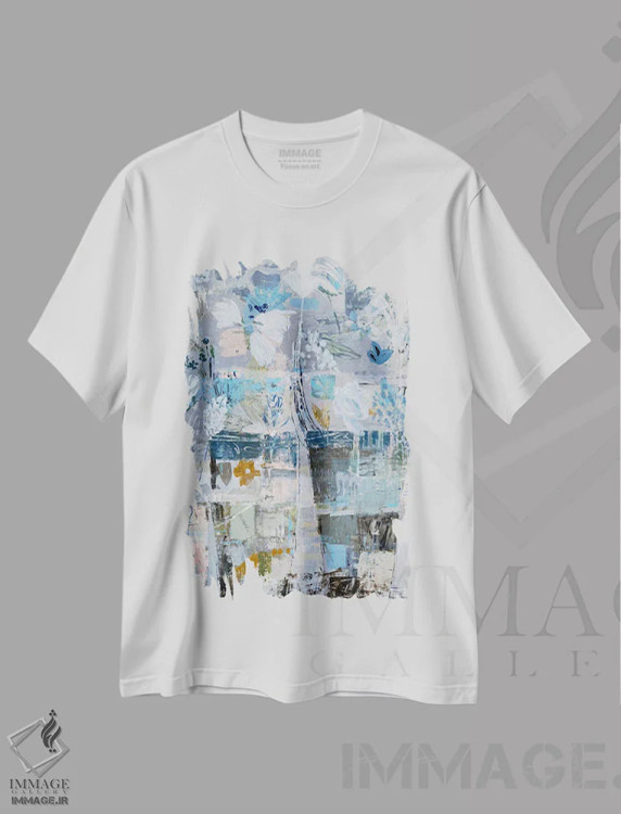 تیشرت سفید طرح دار گلدان کوچک صورتی اثر جولیان اسپنسر | فروشگاه ایماژ