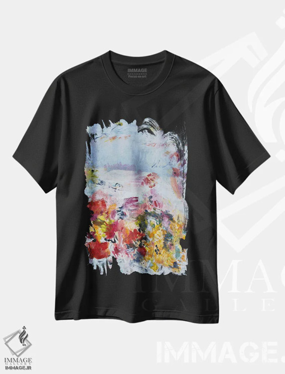 تیشرت مشکی طرح دار هارمونی صبورانه اثر جولیان اسپنسر | فروشگاه ایماژ