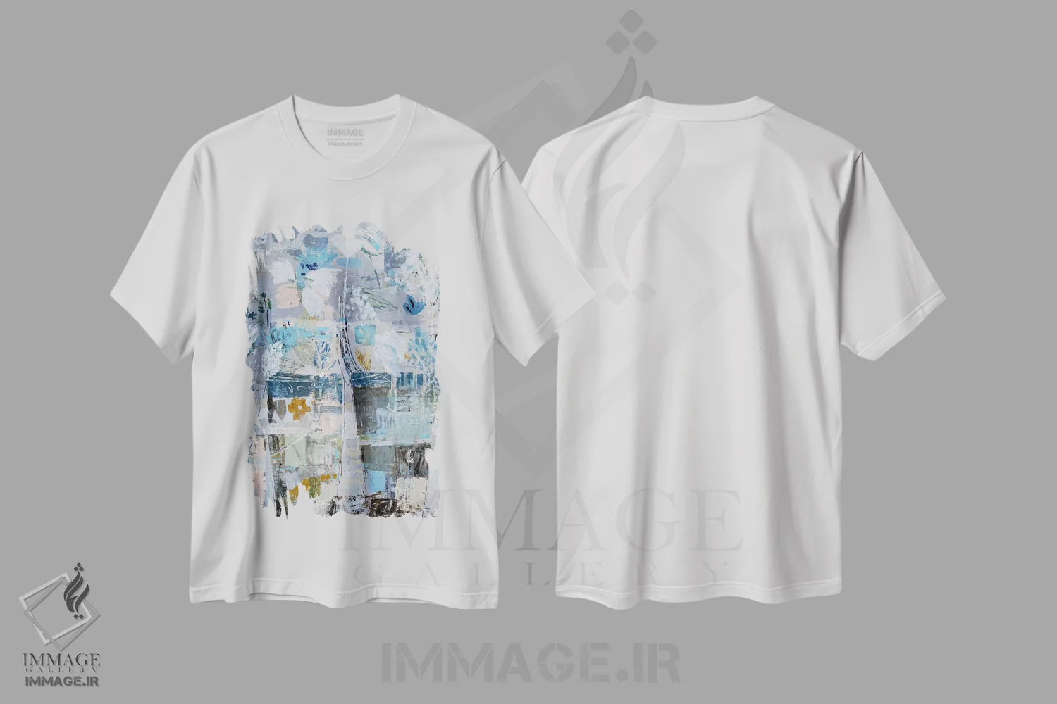 تیشرت سفید طرح دار گلدان کوچک صورتی اثر جولیان اسپنسر | فروشگاه ایماژ