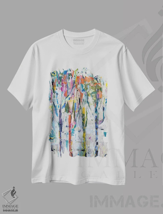 تیشرت سفید طرح دار شاخه های درخشان اثر جولیان اسپنسر | immage.ir