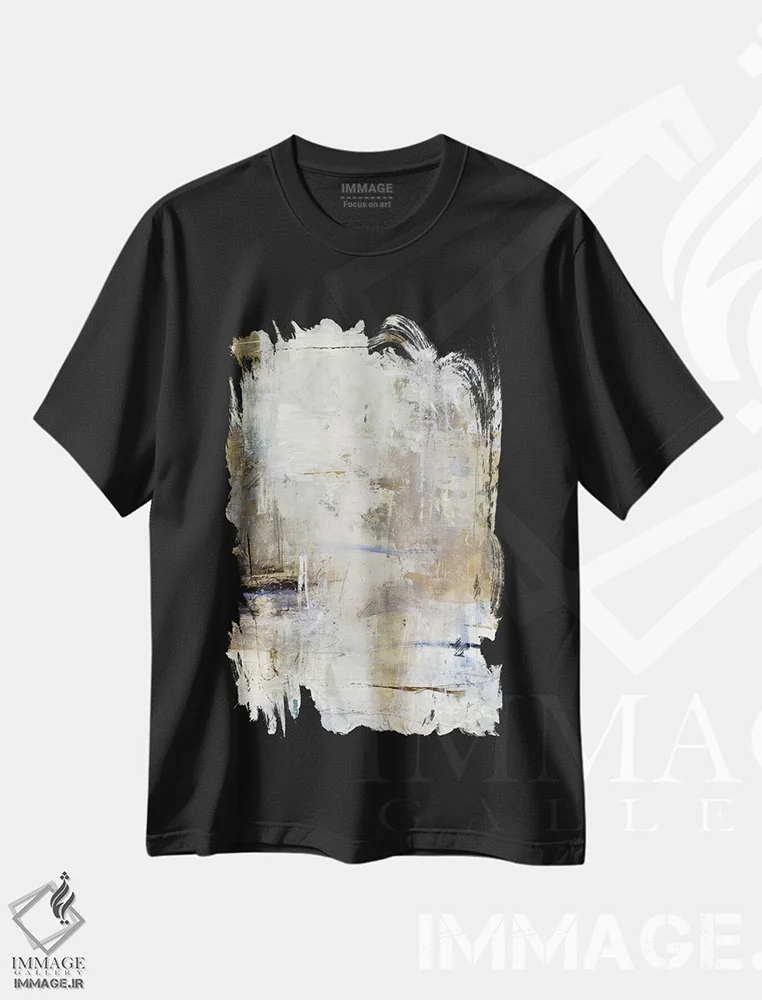 تیشرت مشکی طرح دار درخواست سفیدی اثر جولیان اسپنسر | فروشگاه ایماژ