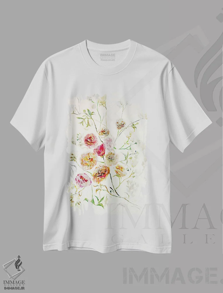 تیشرت سفید طرح دار چرخش زیبا، هنر فاخر معاصر اثر جولیان اسپنسر | فروشگاه ایماژ