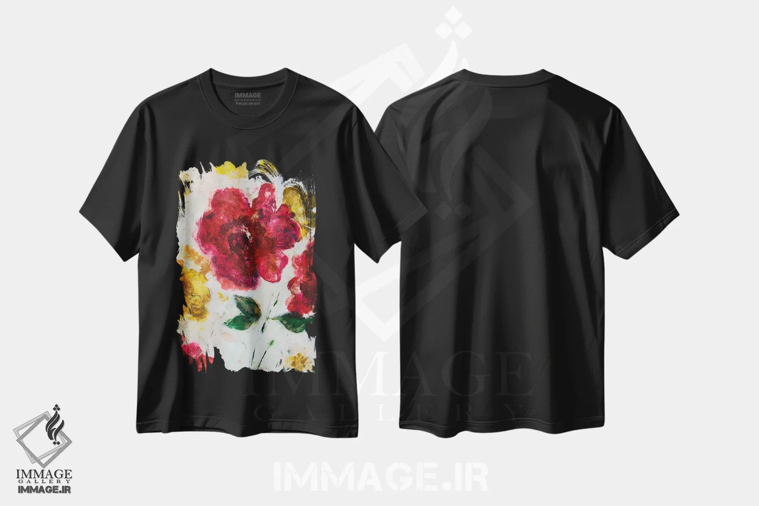تیشرت مشکی طرح دار رسیدن بهار، هنر فاخر معاصر اثر جولیان اسپنسر | فروشگاه ایماژ