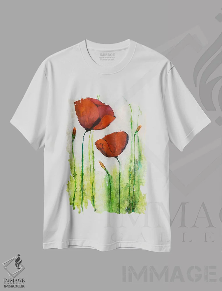 تیشرت سفید طرح دار بهار پرشور III، تزئینی اثر جولیان اسپنسر | فروشگاه ایماژ