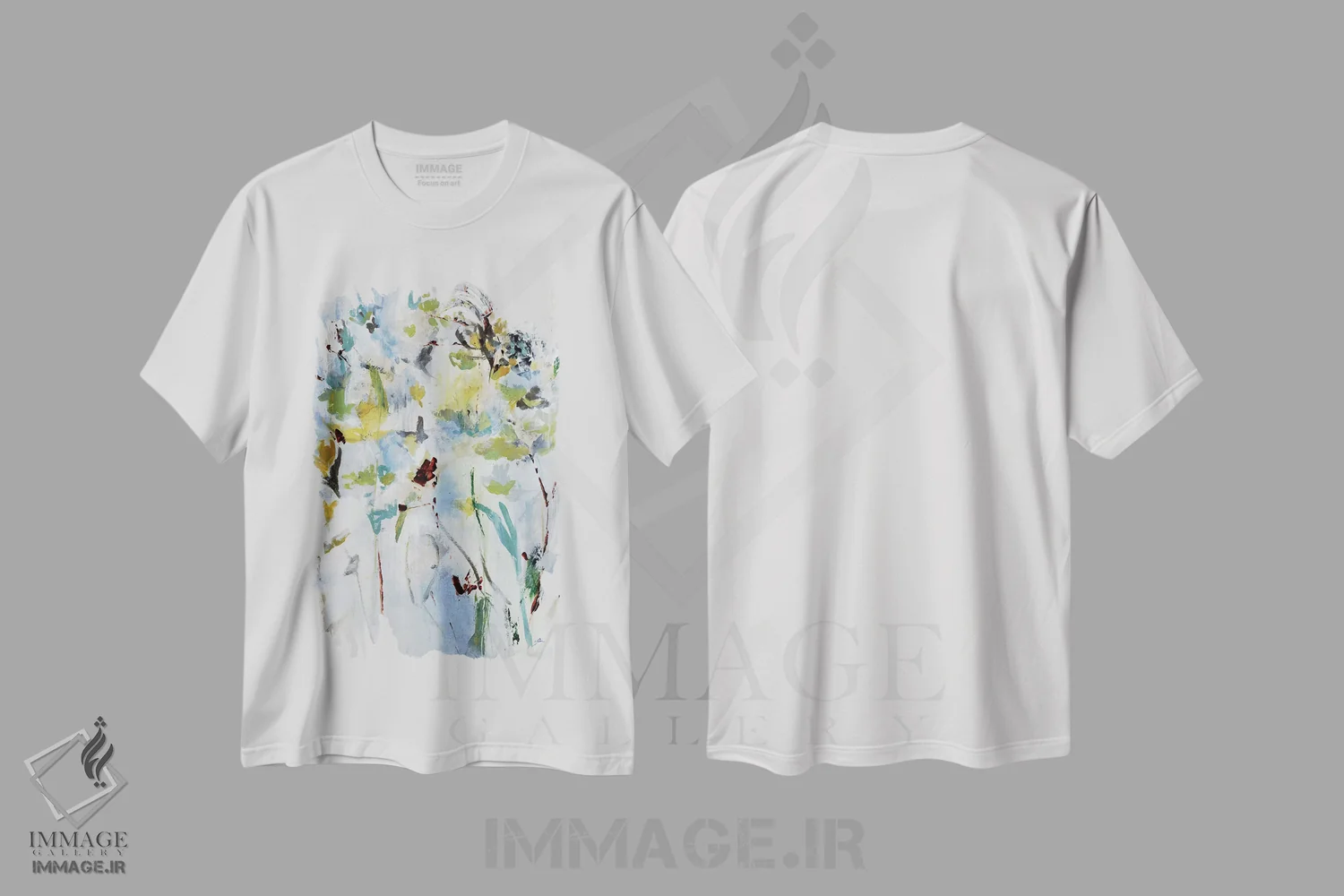 تیشرت سفید طرح دار نور گلدار I، آبستره اثر جولیان اسپنسر | immage.ir