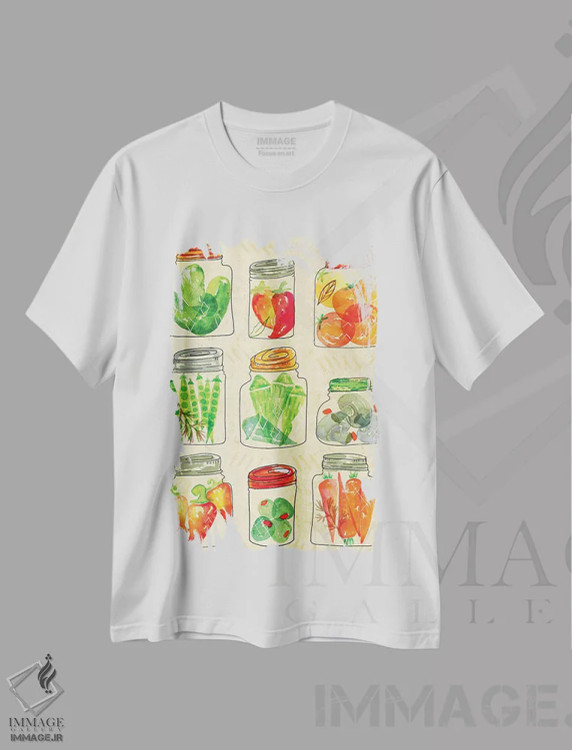 تیشرت سفید طرح دار تازگی باغ I، دکور ساحلی اثر جسیکا ویبل | فروشگاه ایماژ