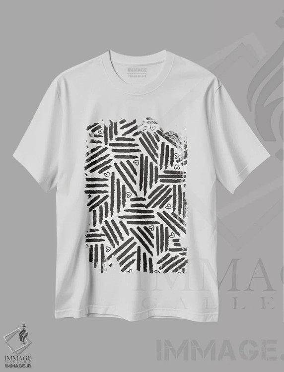 تیشرت سفید طرح دار راه راه نقاشانه II، آبستره اثر جسیکا ویبل | immage.ir