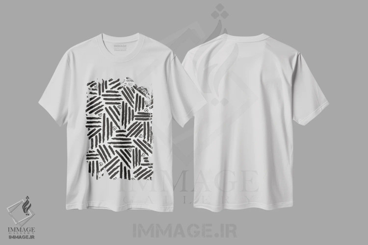 تیشرت سفید طرح دار راه راه نقاشانه II، آبستره اثر جسیکا ویبل | immage.ir