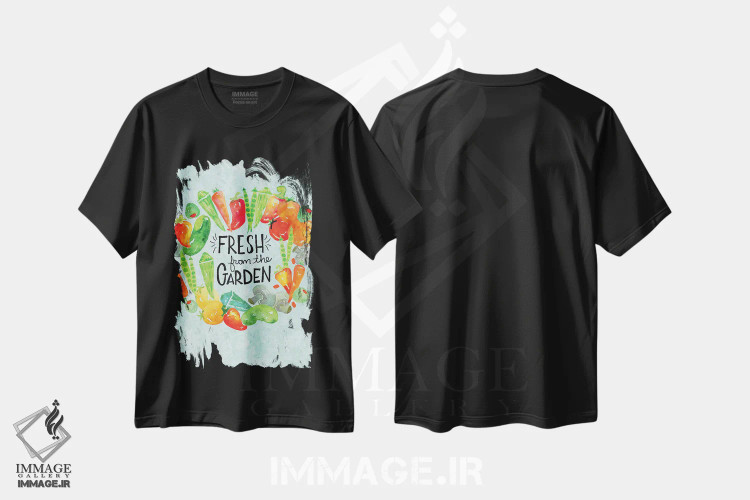 تیشرت مشکی طرح دار تازگی باغ II، تزئینی اثر جسیکا ویبل | فروشگاه ایماژ