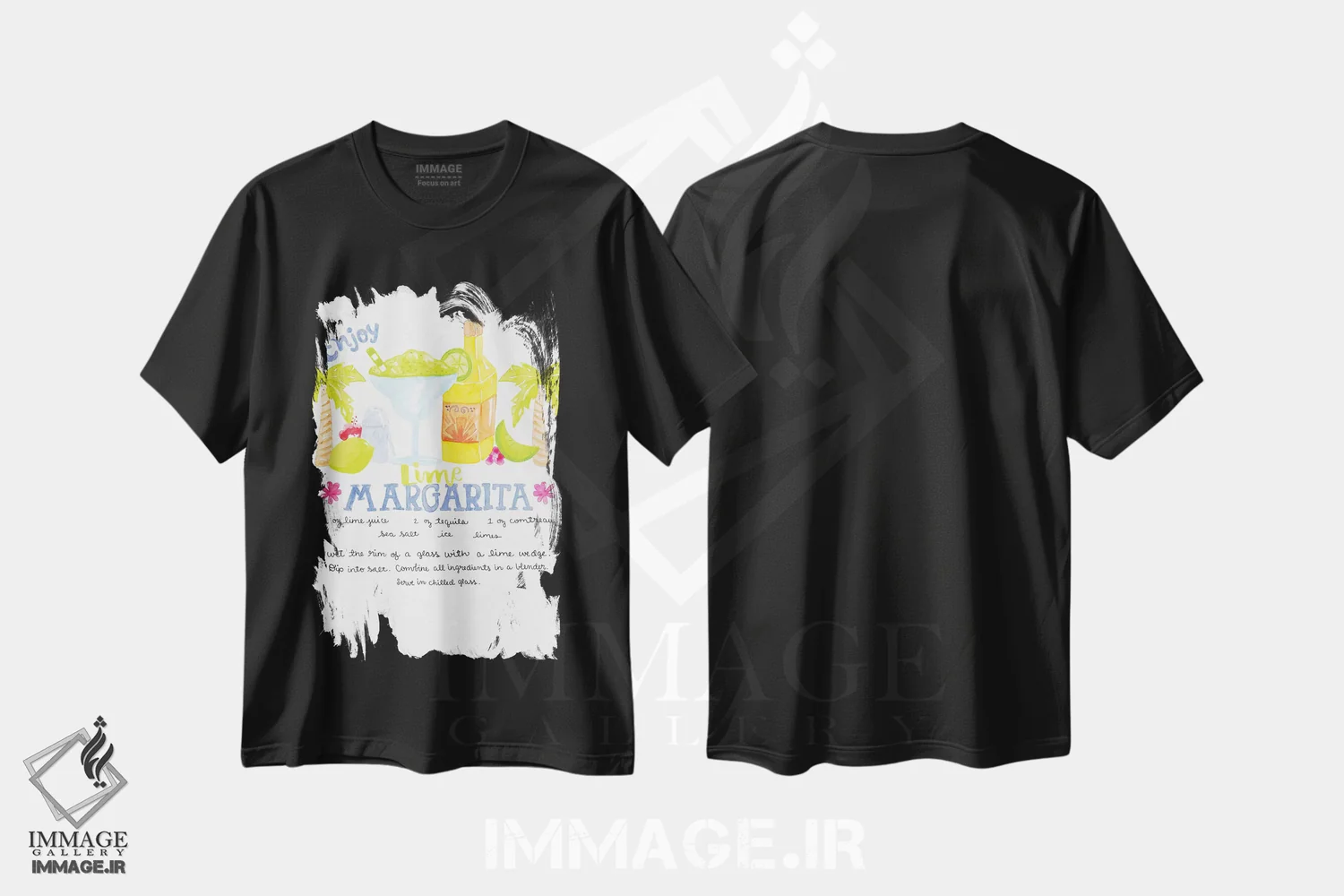 تیشرت مشکی طرح دار فرار به مناطق گرمسیری II، تزئینی اثر جسیکا ویبل | immage.ir
