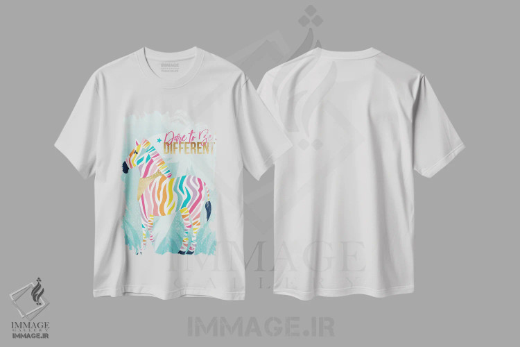 تیشرت سفید طرح دار سافاری رنگین کمانی، هنر دیجیتال اثر جسیکا ویبل | immage.ir