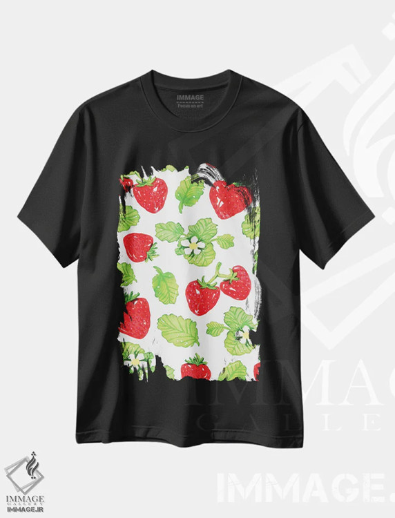 تیشرت مشکی طرح دار میوه آبرنگی I، تزئینی اثر جسیکا ویبل | فروشگاه ایماژ