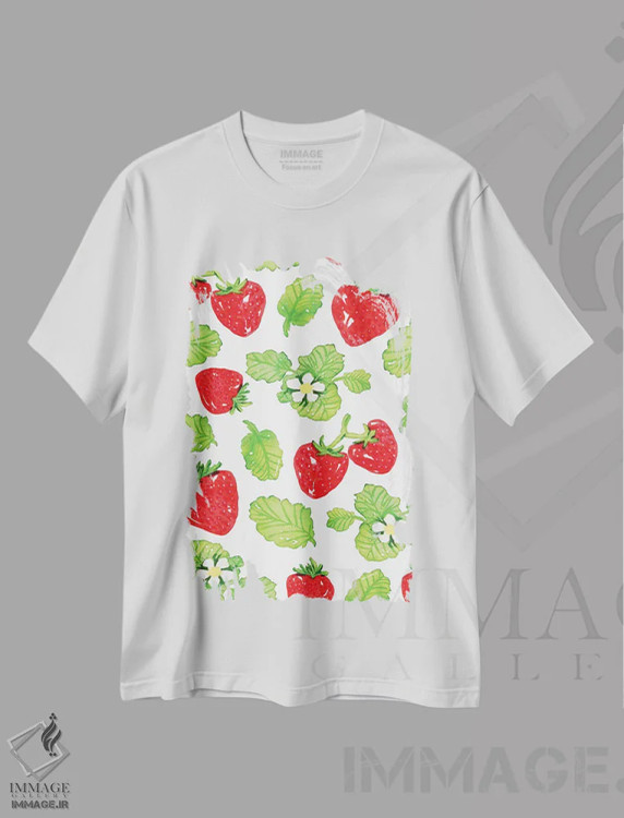 تیشرت سفید طرح دار میوه آبرنگی I، تزئینی اثر جسیکا ویبل | immage.ir