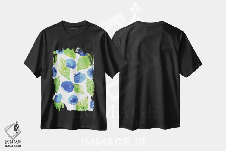 تیشرت مشکی طرح دار میوه آبرنگی II، تزئینی اثر جسیکا ویبل | immage.ir